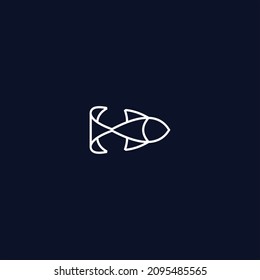 fish logo vector line template