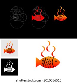 fish logo vector in red color