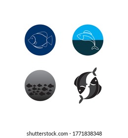 fish logo vector template design illustration and background