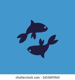 Fish logo vector template. Zodiac sign pisces