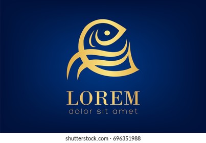 Fish logo vector. Underwater animals.