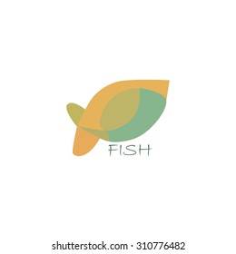 Fish logo vector. Yellow and green colors.
