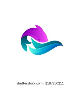 Fish Logo And Water Wave Design, Marine Life Logo