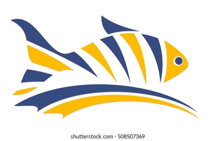 Fish logo with wave.