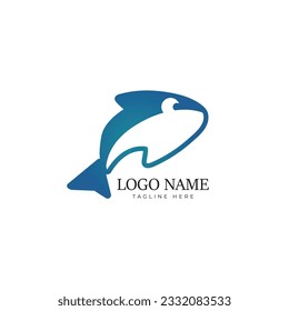 Fish logo with wave,fishing vector logo