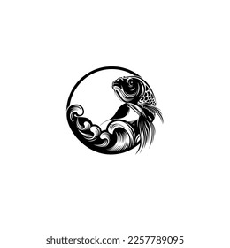 logotipo de ilustración vectorial de silueta de pescado koi para arte

