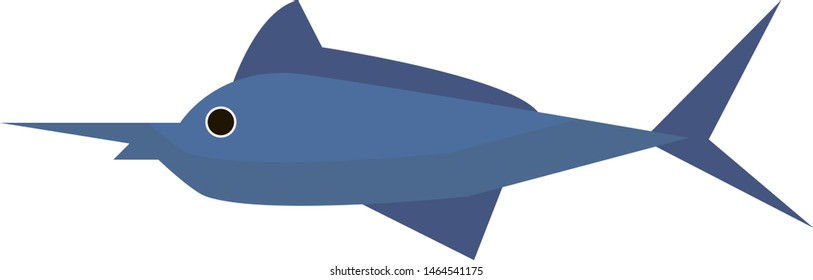 Fish with long nose, illustration, vector on white background.