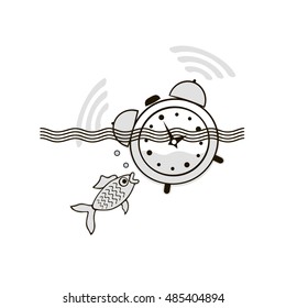 fish looks at the recessed clock