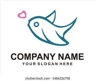 fish love logo vector design