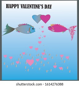 Fish love valentines day special vector art