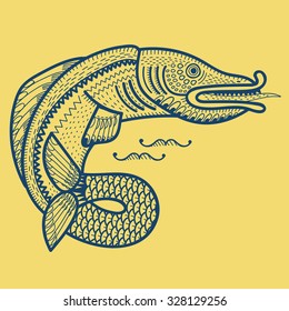 fish lubok folk style
