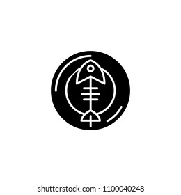 Fish lunch black icon concept. Fish lunch flat  vector symbol, sign, illustration.