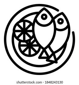 Fish lunch icon. Outline fish lunch vector icon for web design isolated on white background