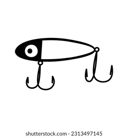 Fisch-Lure einzeln auf weißem Hintergrund. С Konzept des Outdoor-Abenteuers, zurück zur Natur, Erholungstourismus.
