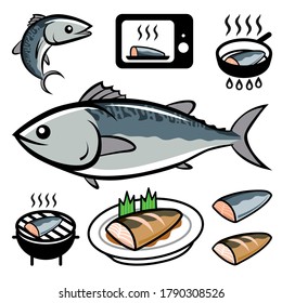 Fish mackerel vector food cooking and symbol