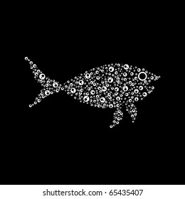 Fish made o many balls, vector illustration