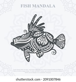 FISH Mandala. Boho Style elements. Animals boho style drawn. vector illustration.