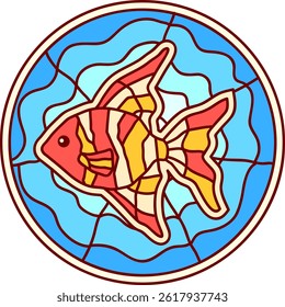 Fish Mandala Stained Glass for Window and Decoration