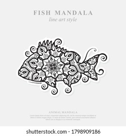 Fish Mandala Vector Line Art Style