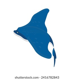 Сramp fish. Manta ray. Flat vector illustration. Elements suitable for animation. 