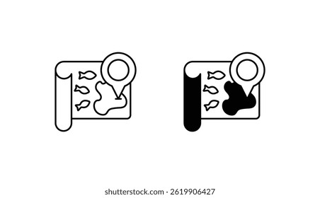 Fish Map icon design with white background stock illustration