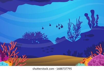 Fish Marine Animals Coral Reef Underwater Sea Ocean Illustration