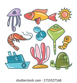 fish, marine and ocean life concept color theme