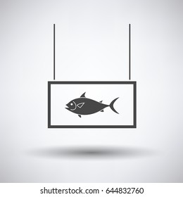 Fish market department icon on gray background, round shadow. Vector illustration.