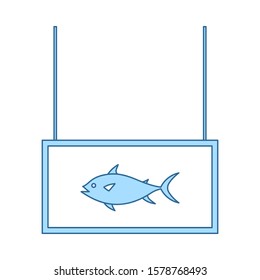 Fish Market Department Icon. Thin Line With Blue Fill Design. Vector Illustration.
