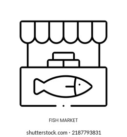 Fish Market Icon. Linear Style Sign Isolated On White Background. Vector Illustration