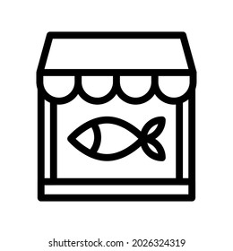 Fish Market Line Icon Illustration Vector Graphic