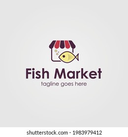 Diseño de la plantilla de logotipos para el mercado de pescado
