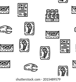 Fish Market Product Vector Seamless Pattern Thin Line Illustration
