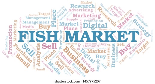 Fish Market word cloud. Vector made with text only