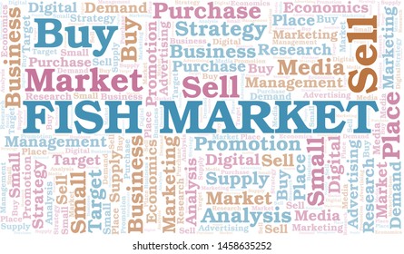 Fish Market word cloud. Vector made with text only