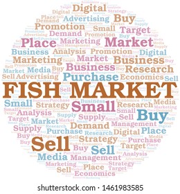 Fish Market word cloud. Vector made with text only