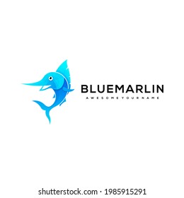 ilustración de diseño de logotipo colorido de marlín de peces