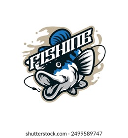 Fish mascot logo design with modern illustration concept style for badge, emblem and t shirt printing. Fishing illustration.