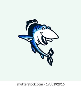 Fish mascot logo design simple fun and elegant.