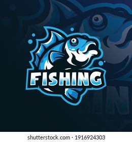 fish mascot logo design vector with modern illustration concept style for badge, emblem and t shirt printing. fishing logo illustration.