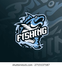 Fish mascot logo design vector. Fishing illustration for sport and esport team.