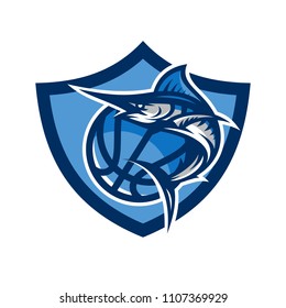 Fish mascot vector illustration for gaming and sport logo
