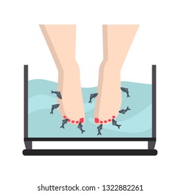 Fish massage procedure color vector icon. Flat design
