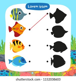 fish matching game vector design