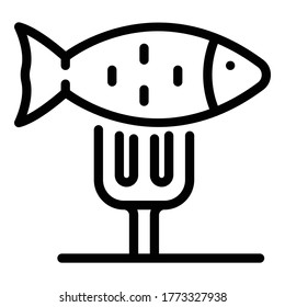 Fish meal icon. Outline fish meal vector icon for web design isolated on white background
