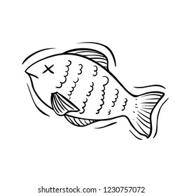 fish meat for breakfast with doodle style on white background