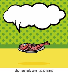 fish meat doodle, speech bubble