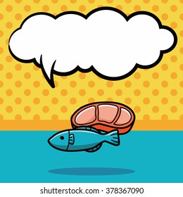 Fish meat doodle, speech bubble