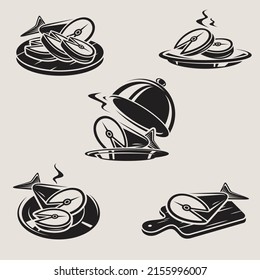 Fish meat food set. Collection icon fish meat. Vector