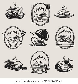 Fish meat food set. Collection icon fish meat. Vector